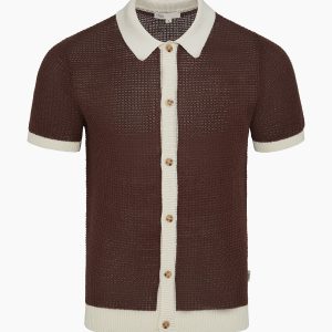 Linen Short Sleeve Button Up Sweater