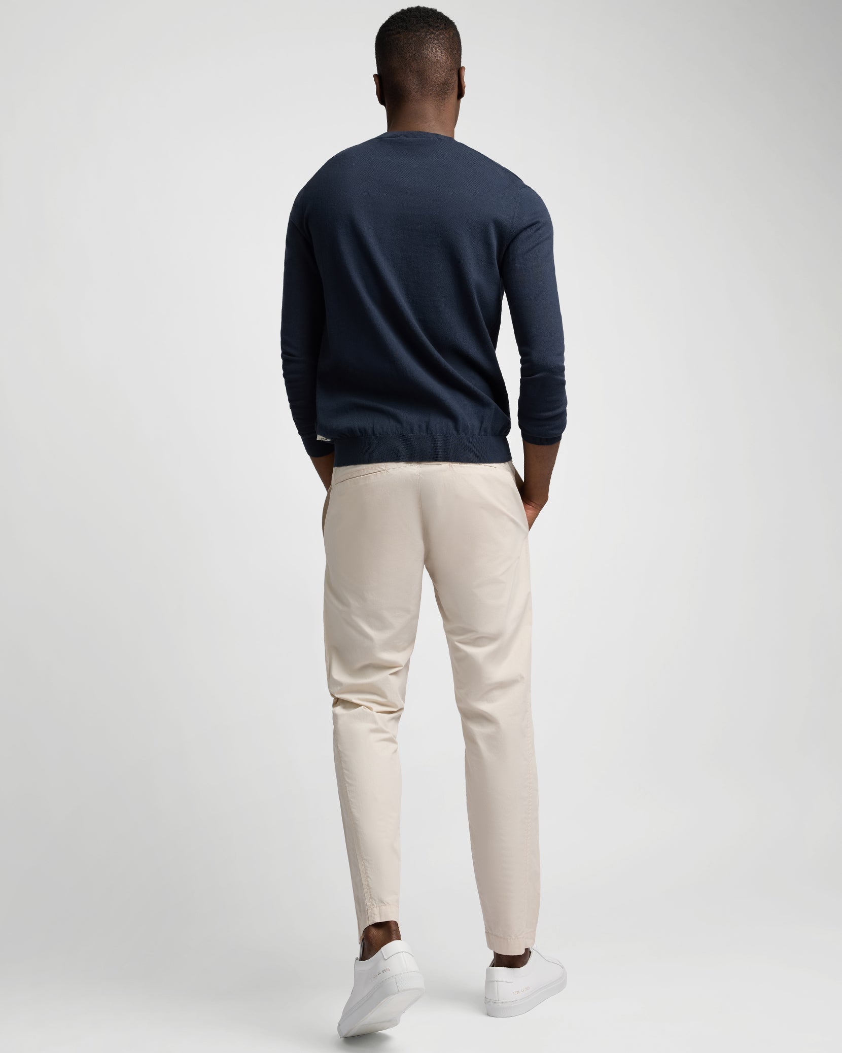 Fine Cotton Knit Long Sleeve Crewneck Sweater - Image 5