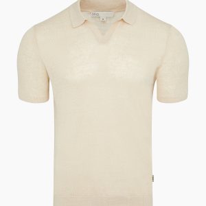 Linen Johnny Collar Polo Sweater
