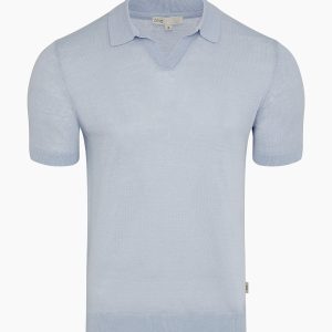 Linen Johnny Collar Polo Sweater