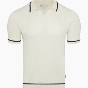 Linen Johnny Collar Polo Sweater