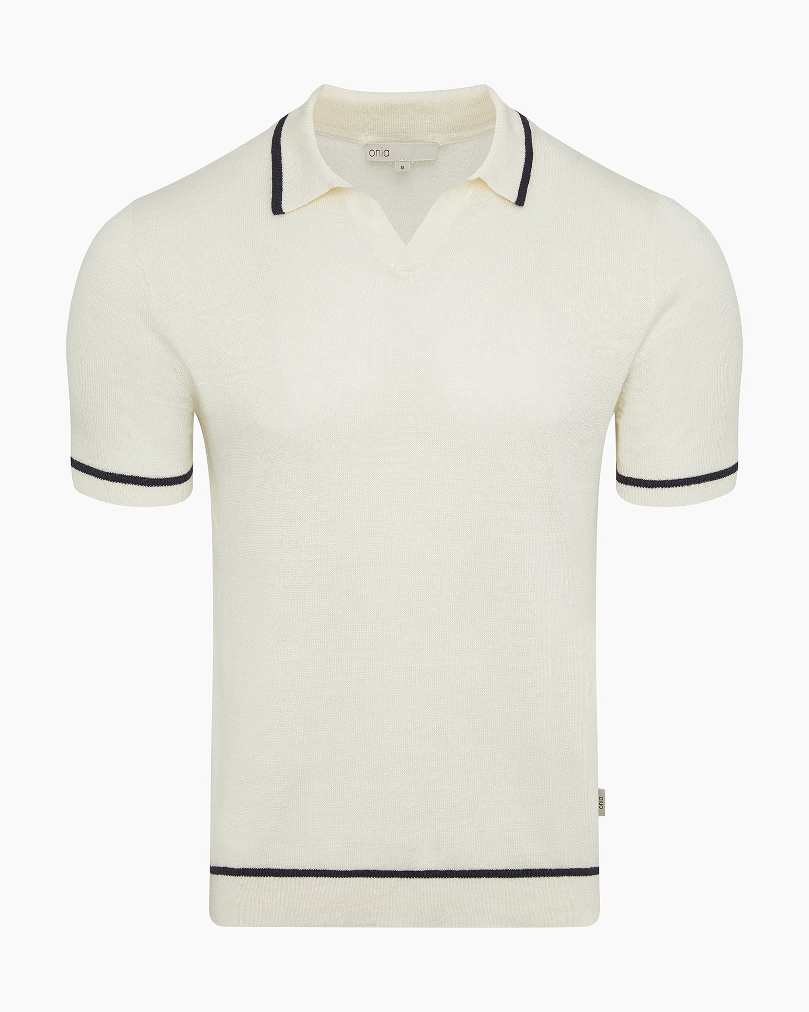 Linen Johnny Collar Polo Sweater