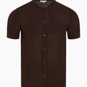 Crochet Knit Button Up Shirt