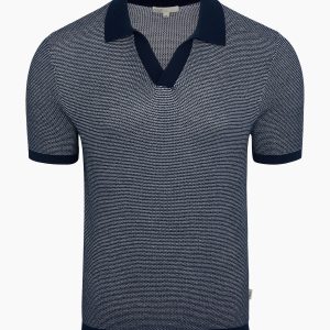 Cotton Textured Johnny Collar Polo