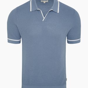 Cotton Textured Johnny Collar Polo