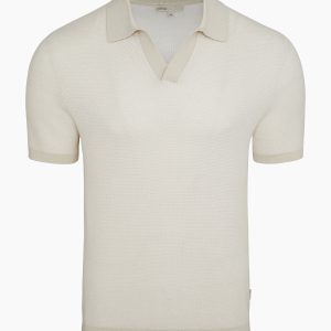 Cotton Textured Johnny Collar Polo