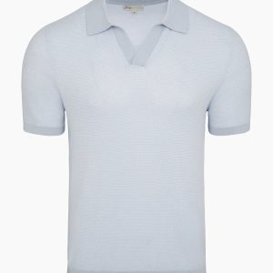 Cotton Textured Johnny Collar Polo