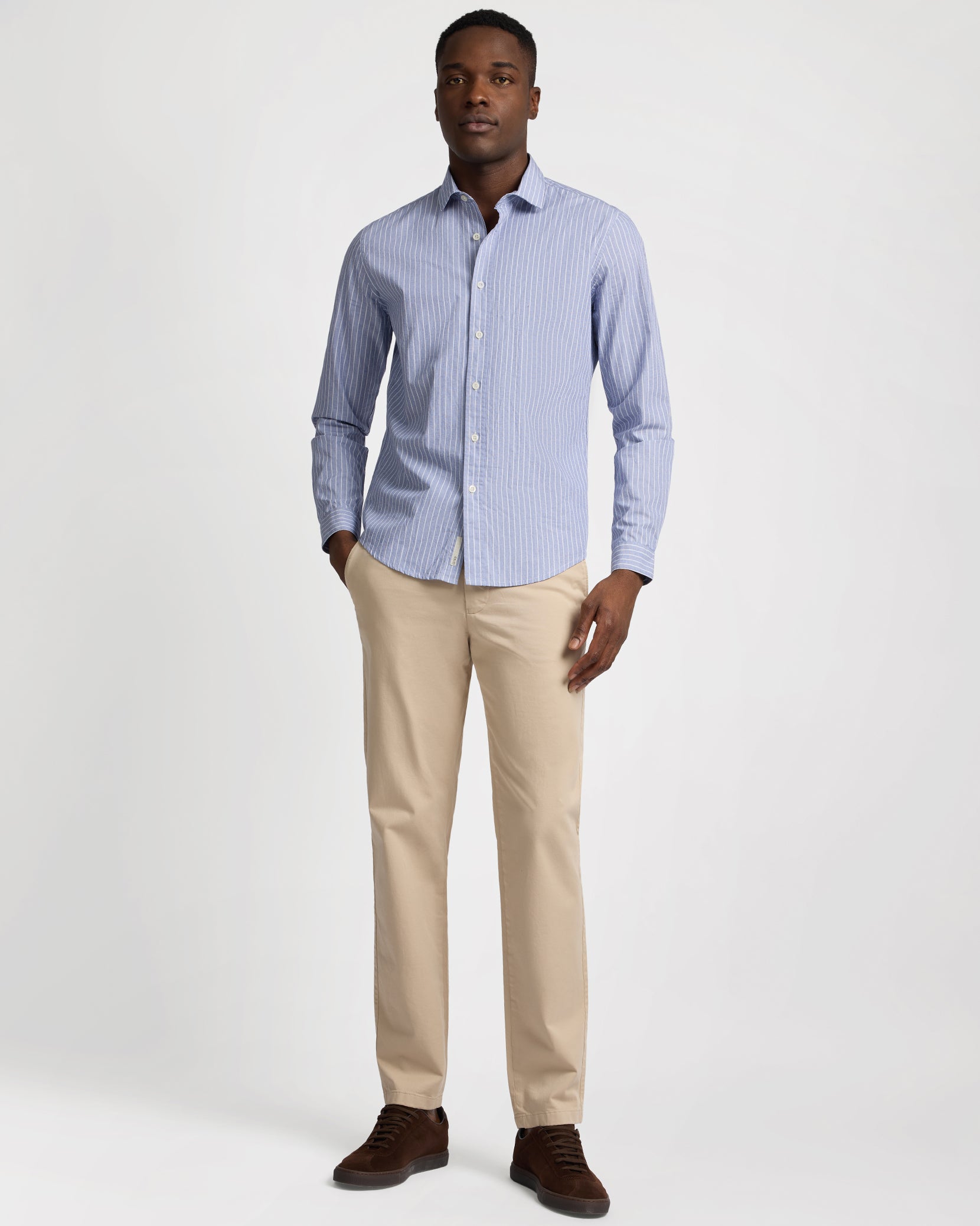 Poplin Long Sleeve Button Down Shirt - Image 4