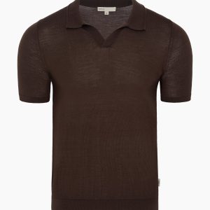 Extra Fine Merino Wool Short Sleeve Johnny Collar Polo