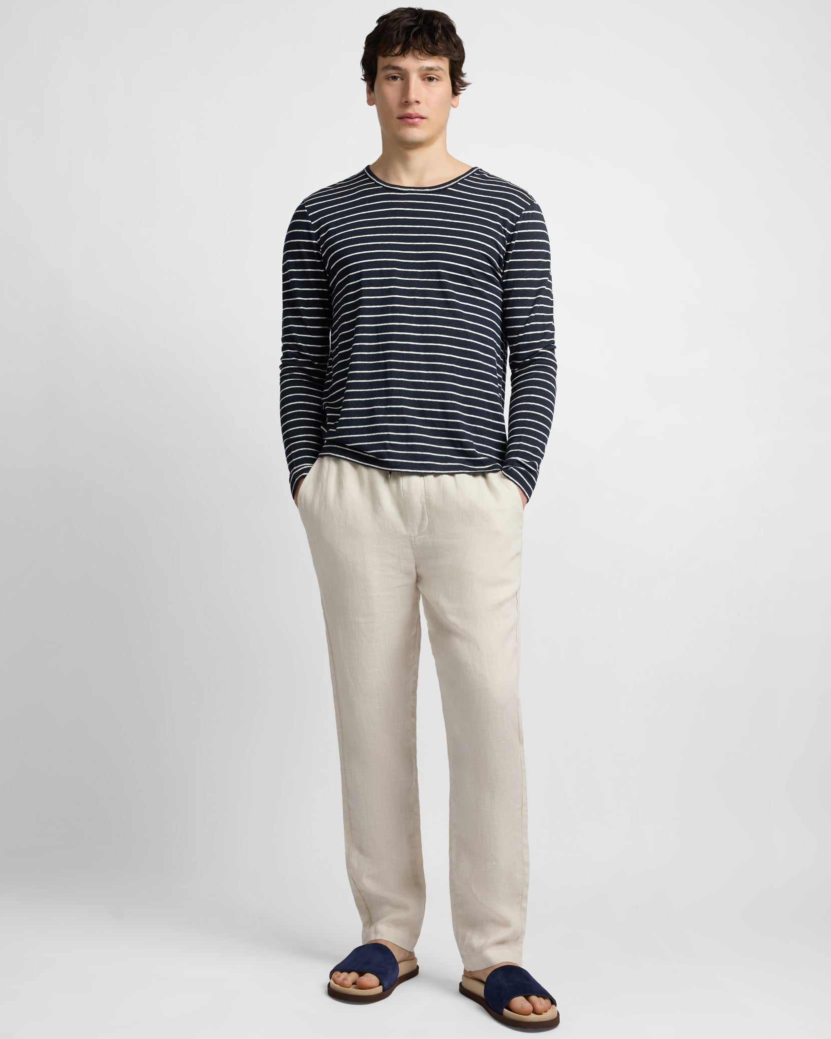 Stretch Linen Jersey Long Sleeve Tee - Image 3
