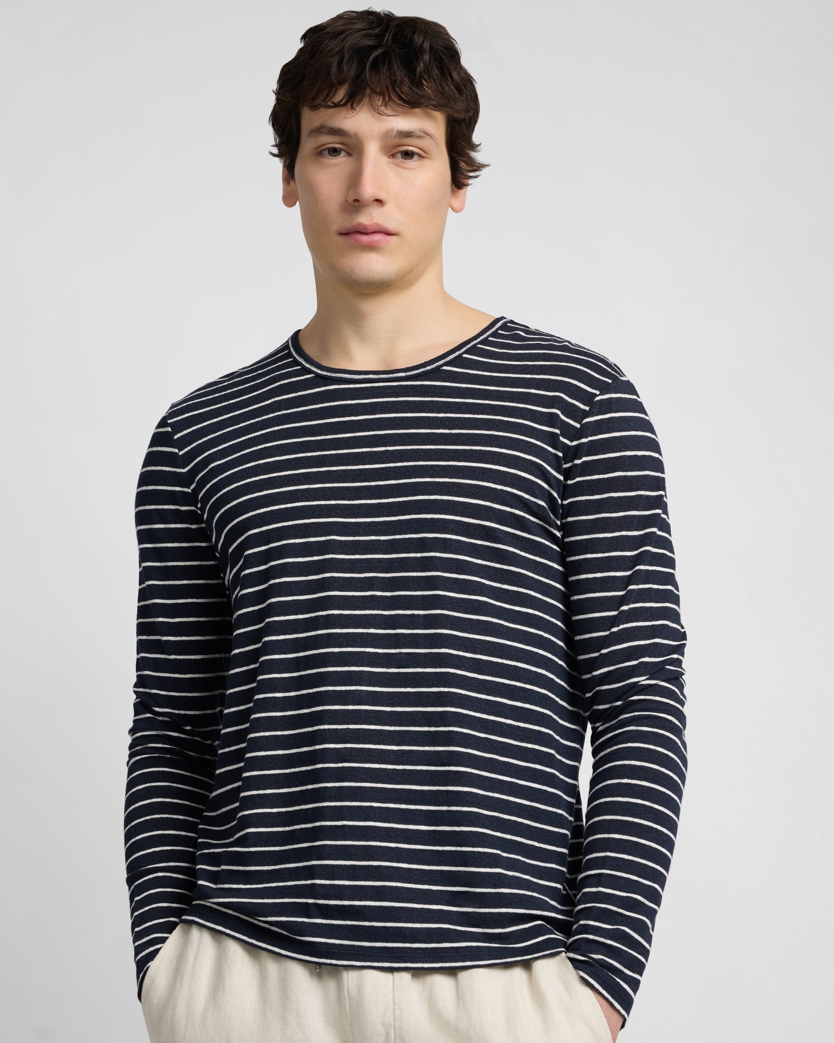 Stretch Linen Jersey Long Sleeve Tee - Image 2
