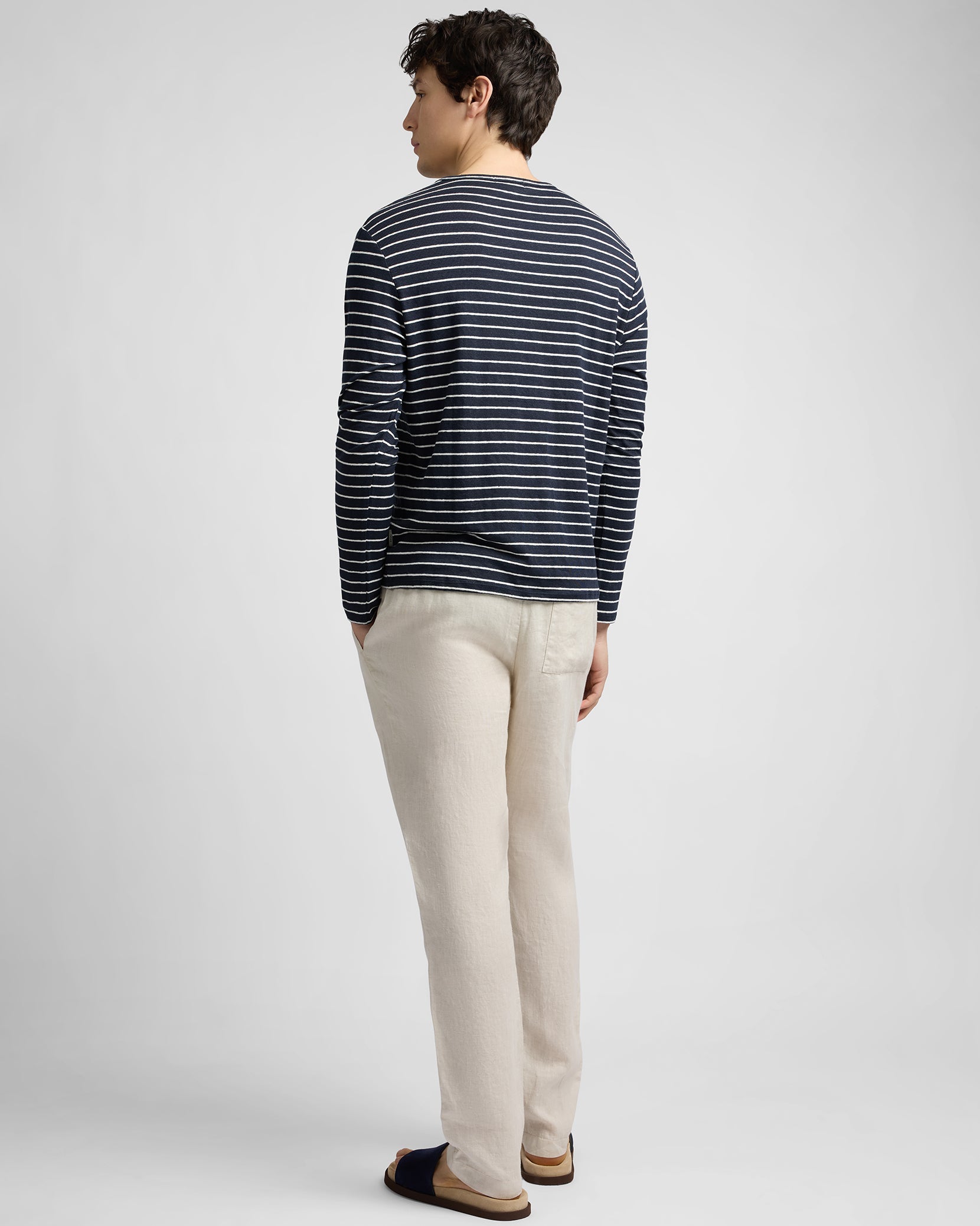 Stretch Linen Jersey Long Sleeve Tee - Image 5