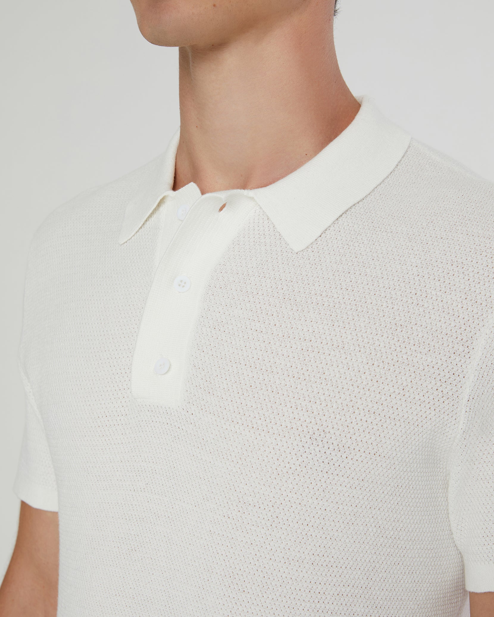 Cotton Textured Knit Polo - Image 3