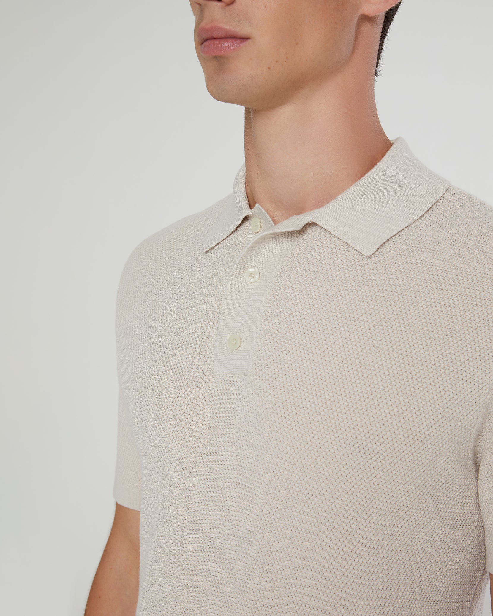 Cotton Textured Knit Polo - Image 3