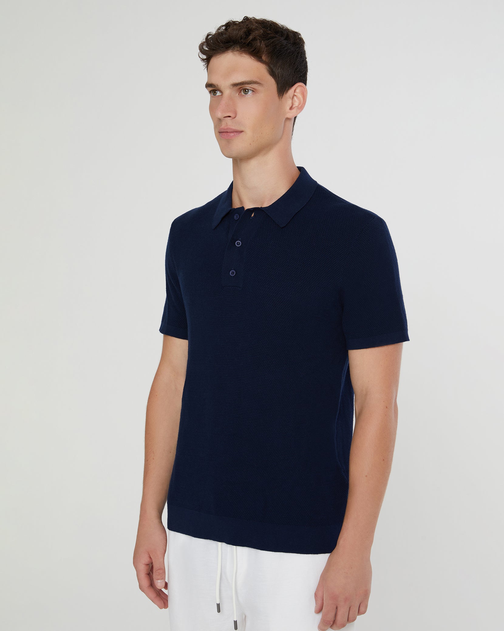 Cotton Textured Knit Polo - Image 2