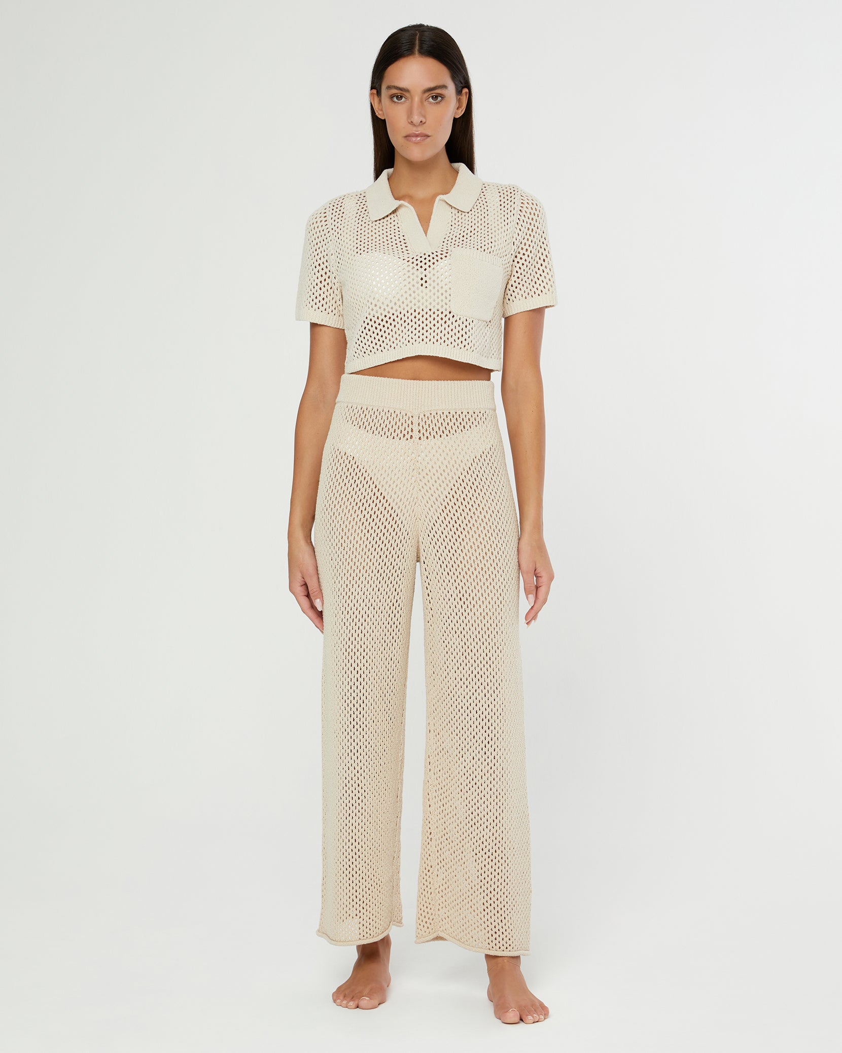 Crochet Knit Wide Leg Pant - Image 3