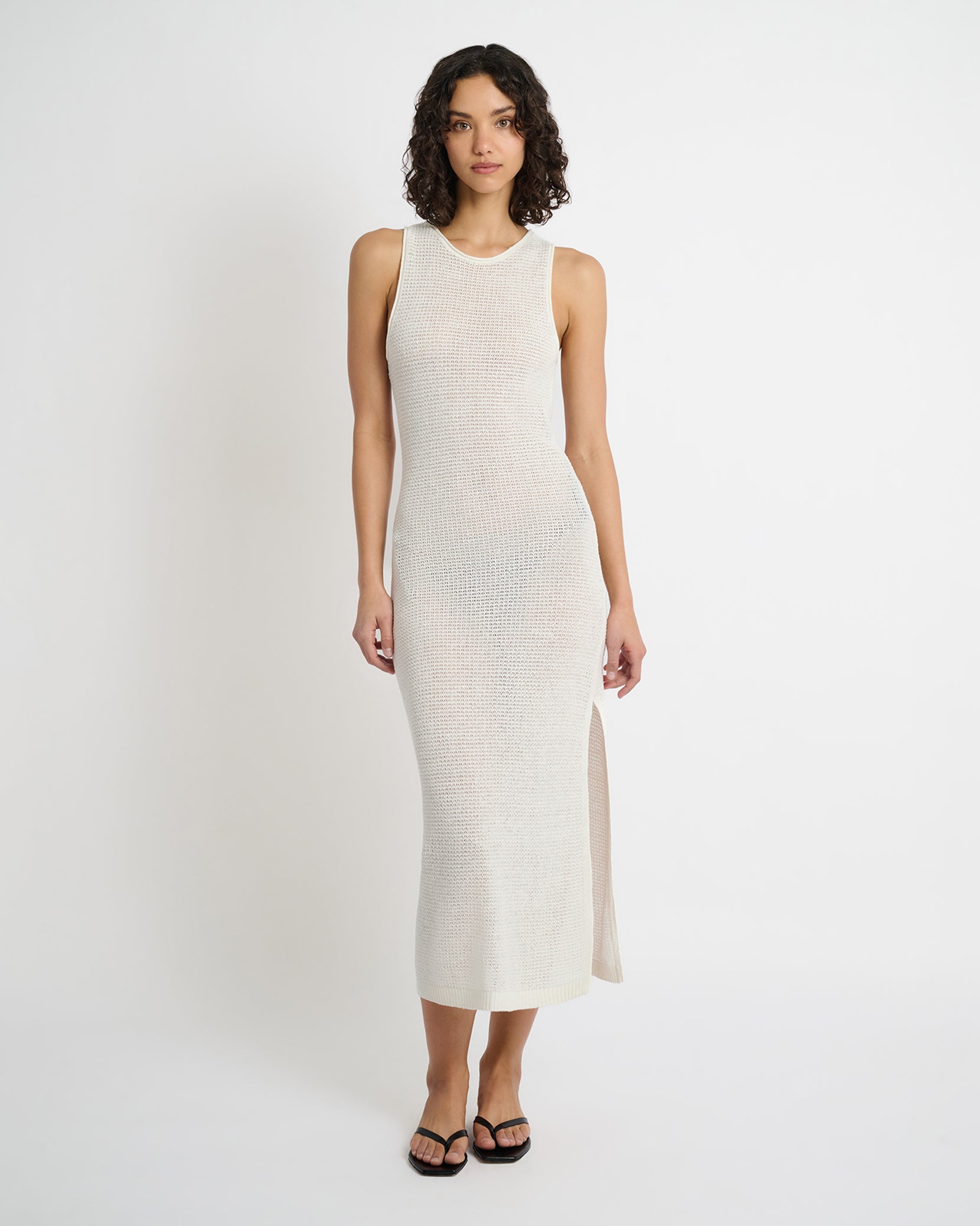 Linen Knit Scoop Back Maxi Dress