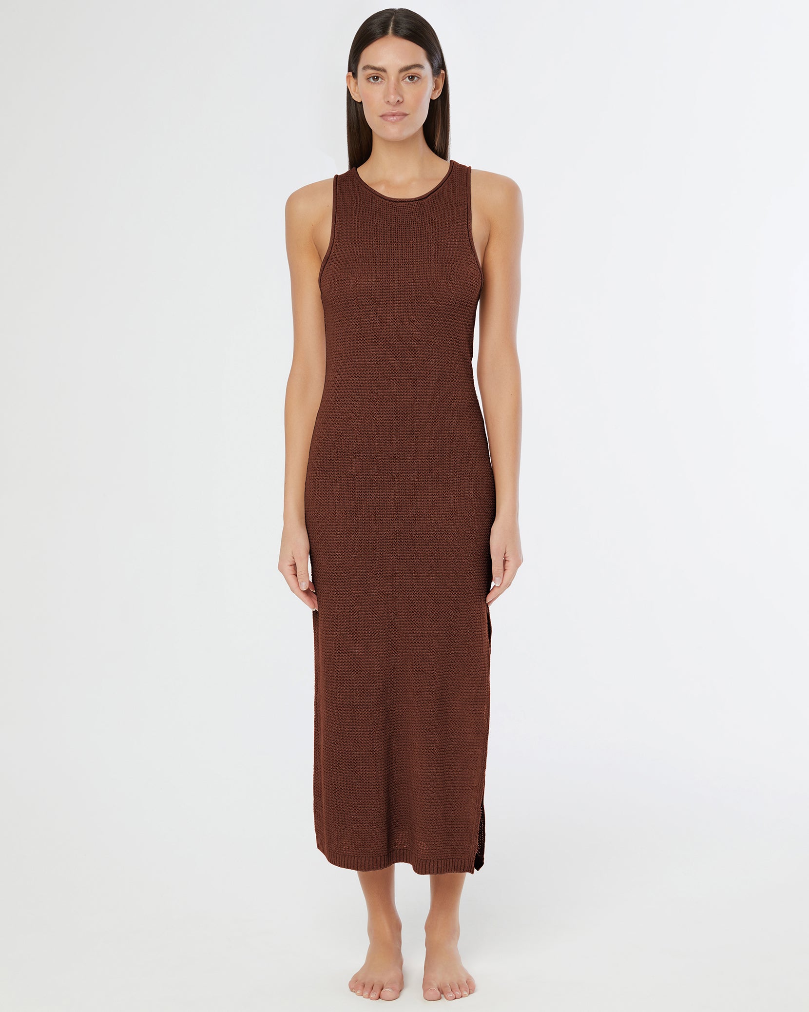 Linen Knit Scoop Back Maxi Dress