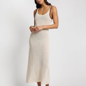 Textured Linen Sweater Scoop Maxi Dress