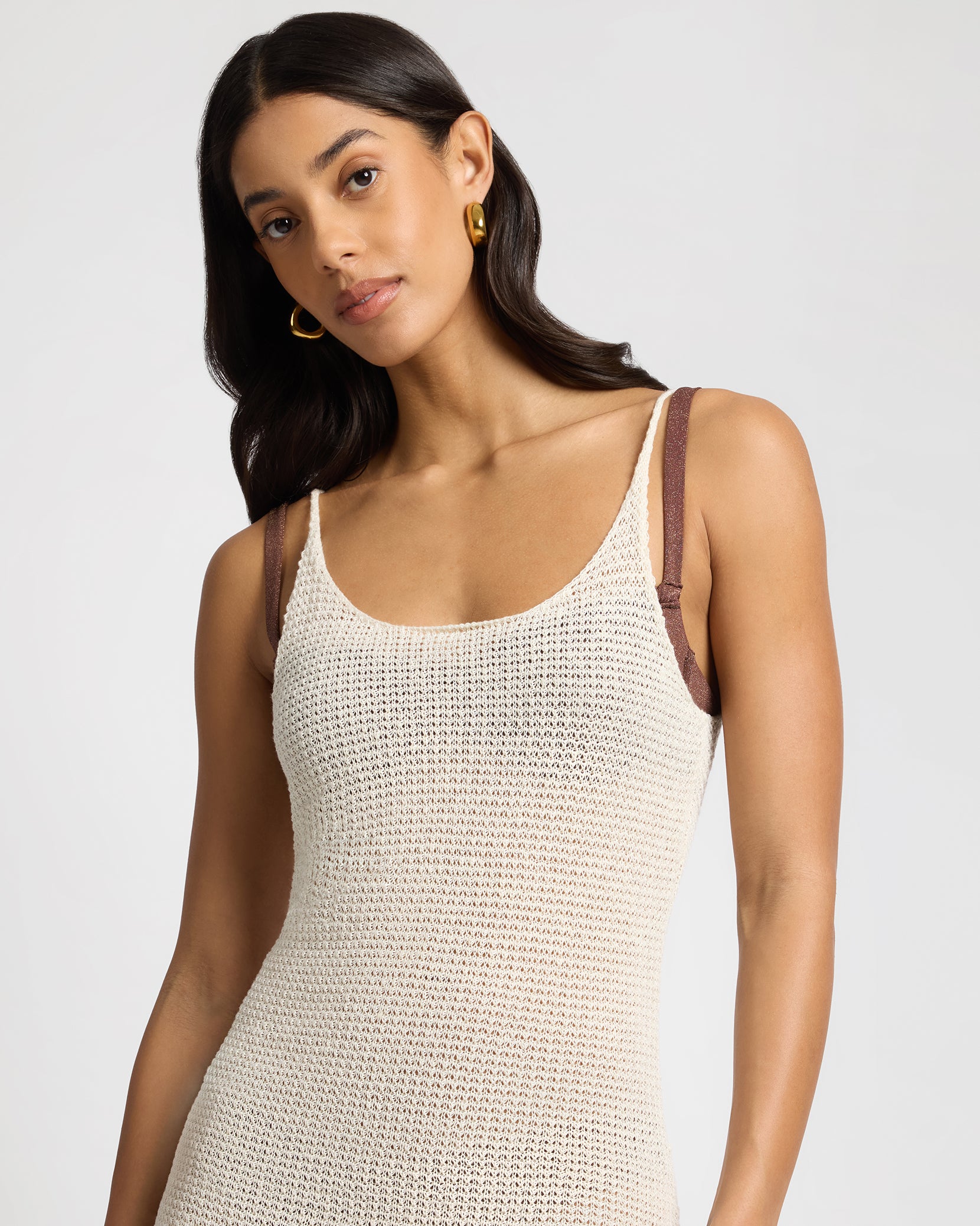 Textured Linen Sweater Scoop Maxi Dress - Image 3