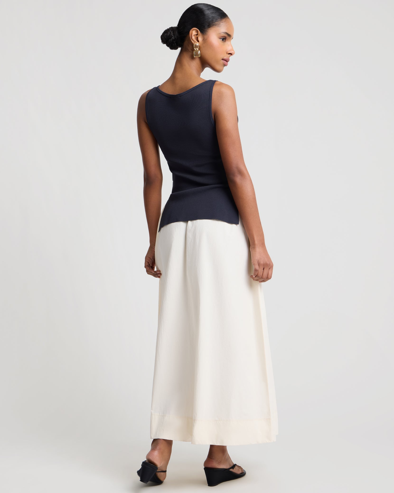 Boatneck Mix Media Dress - Image 5