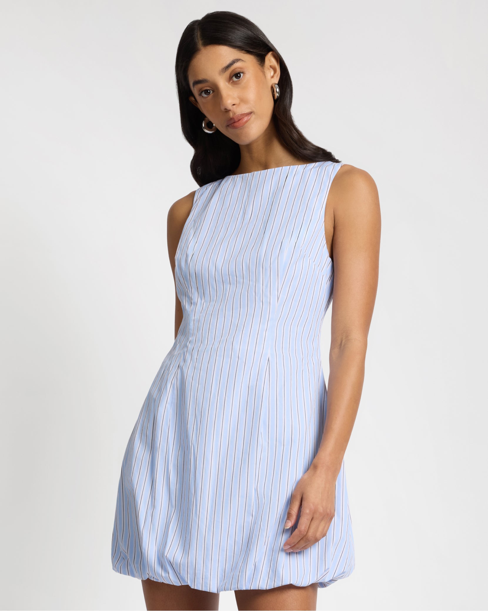 Fitted Boatneck Bubble Mini Dress