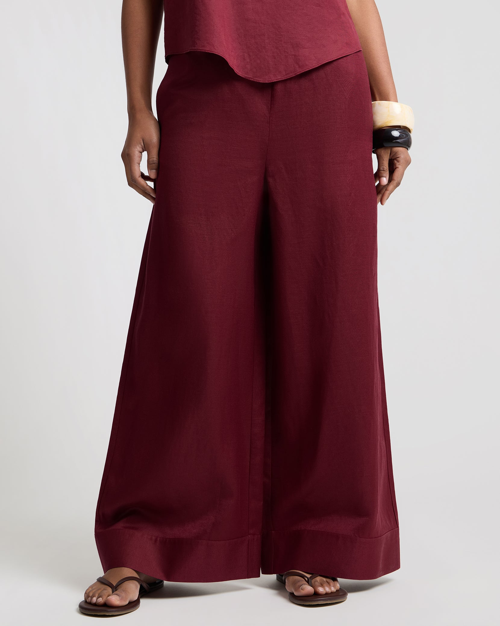 Air Linen Wide Leg Drawstring Pant