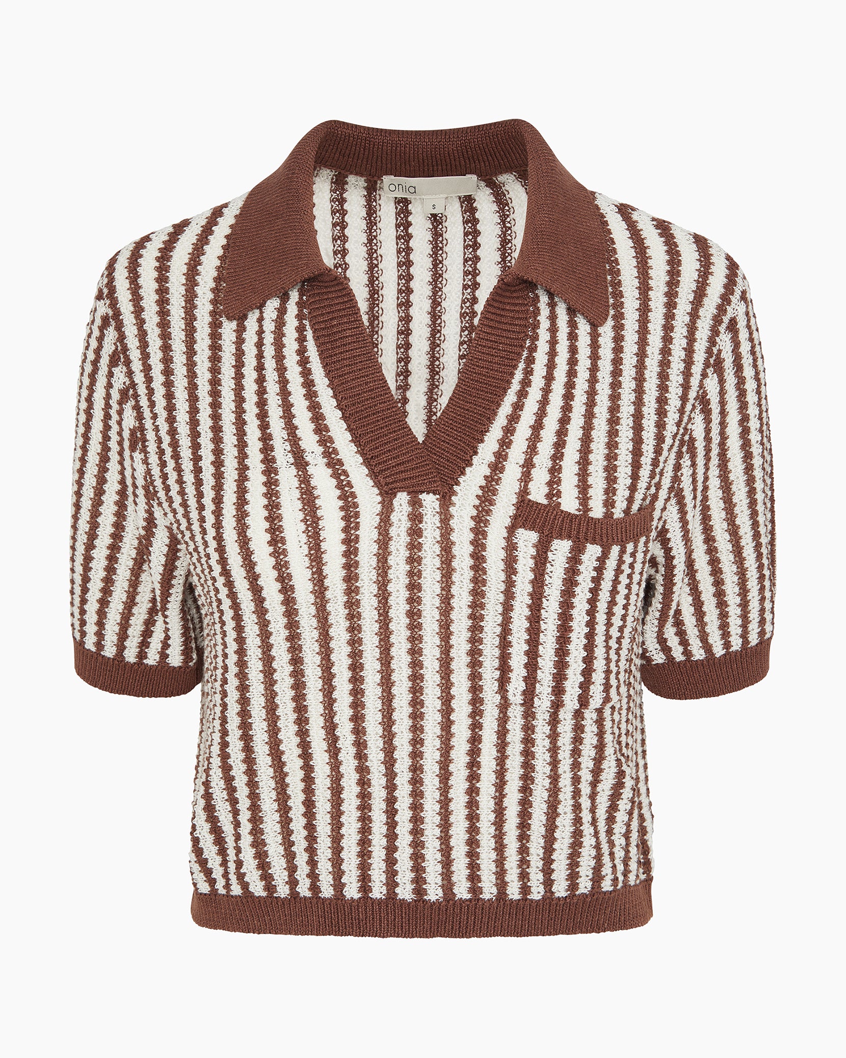 Linen Knit Cropped Polo - Image 2