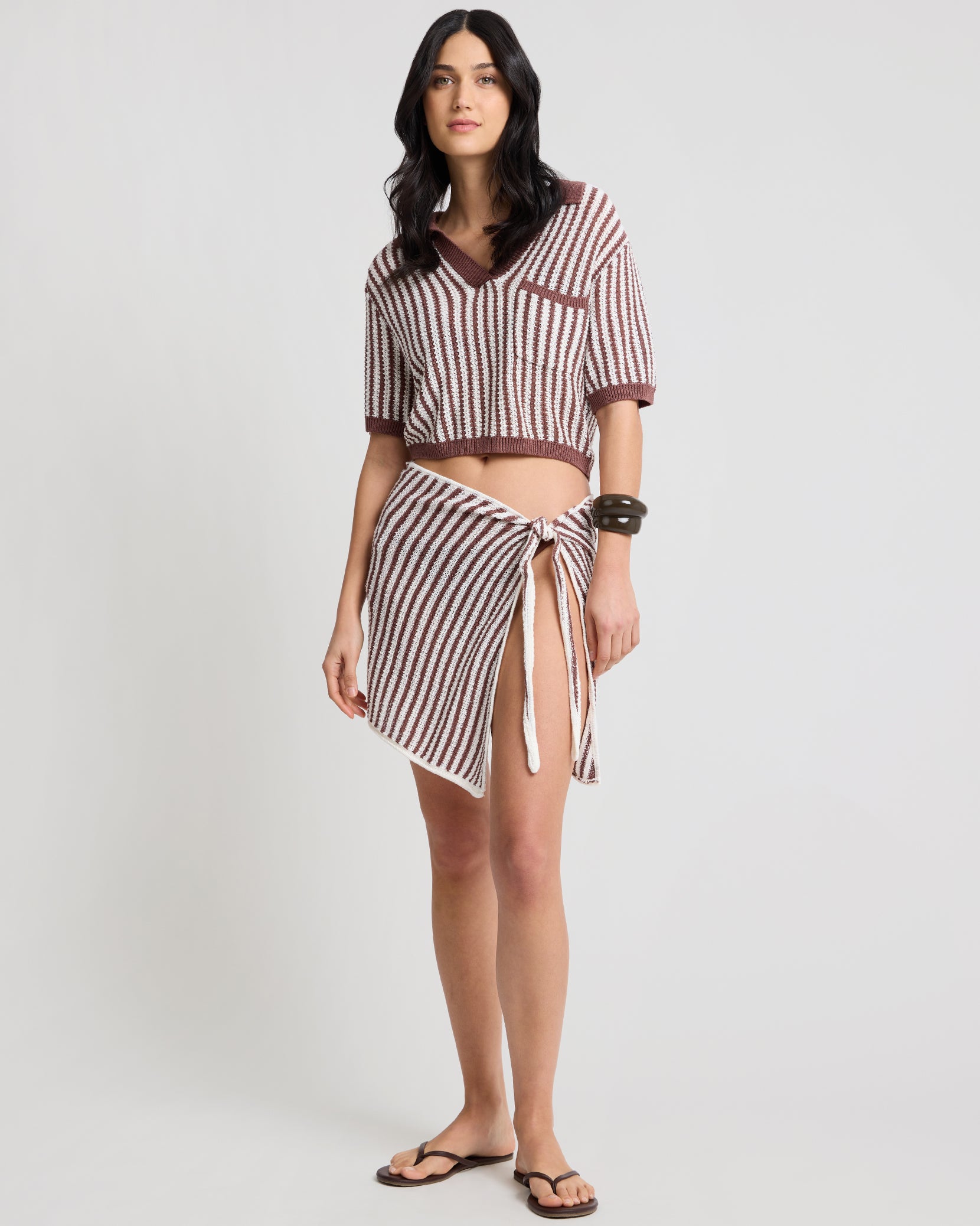 Linen Knit Cropped Polo - Image 3