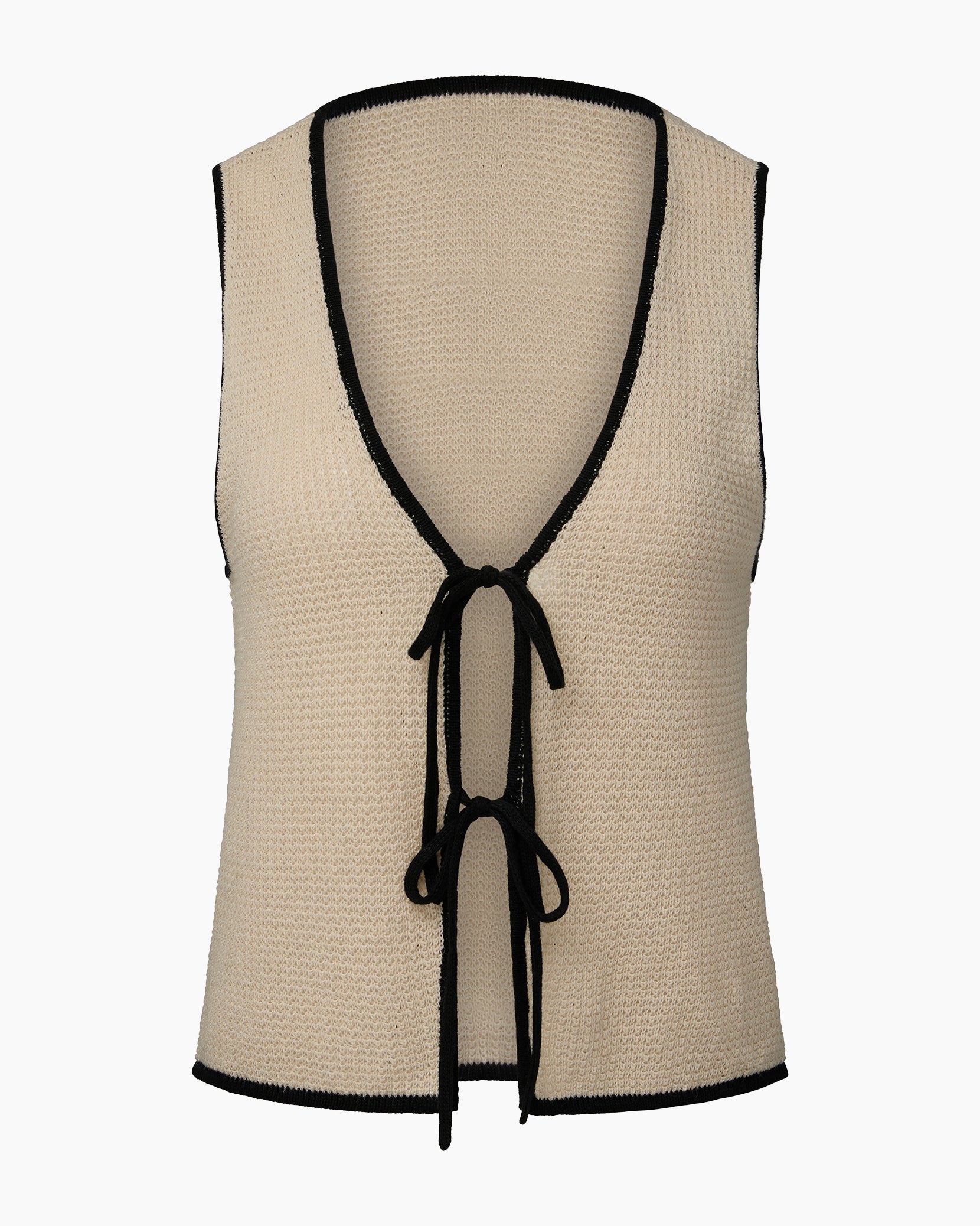 Linen Knit Tie Front Tank Top - Image 2
