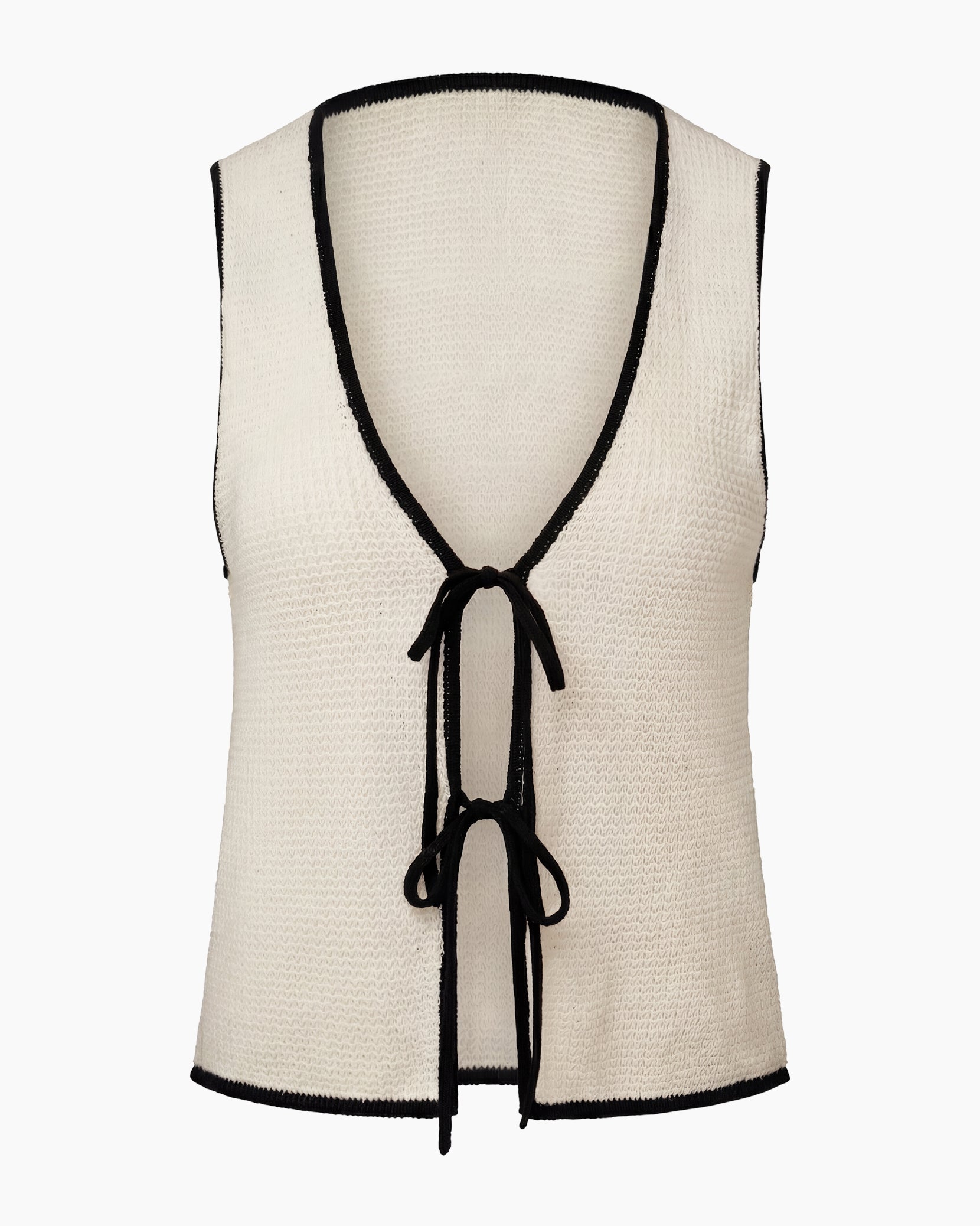 Linen Knit Tie Front Tank Top - Image 2