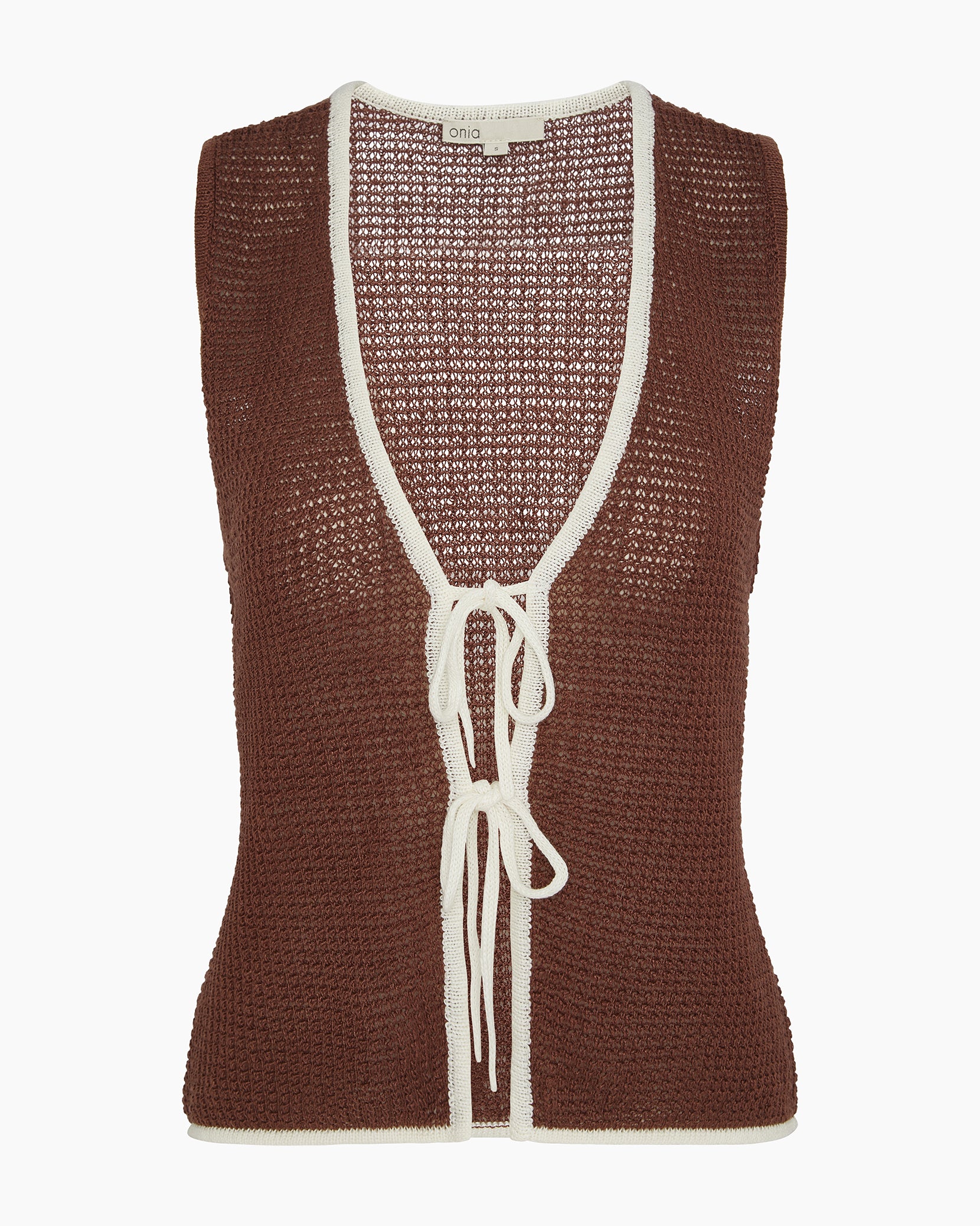 Linen Knit Tie Front Tank Top - Image 2