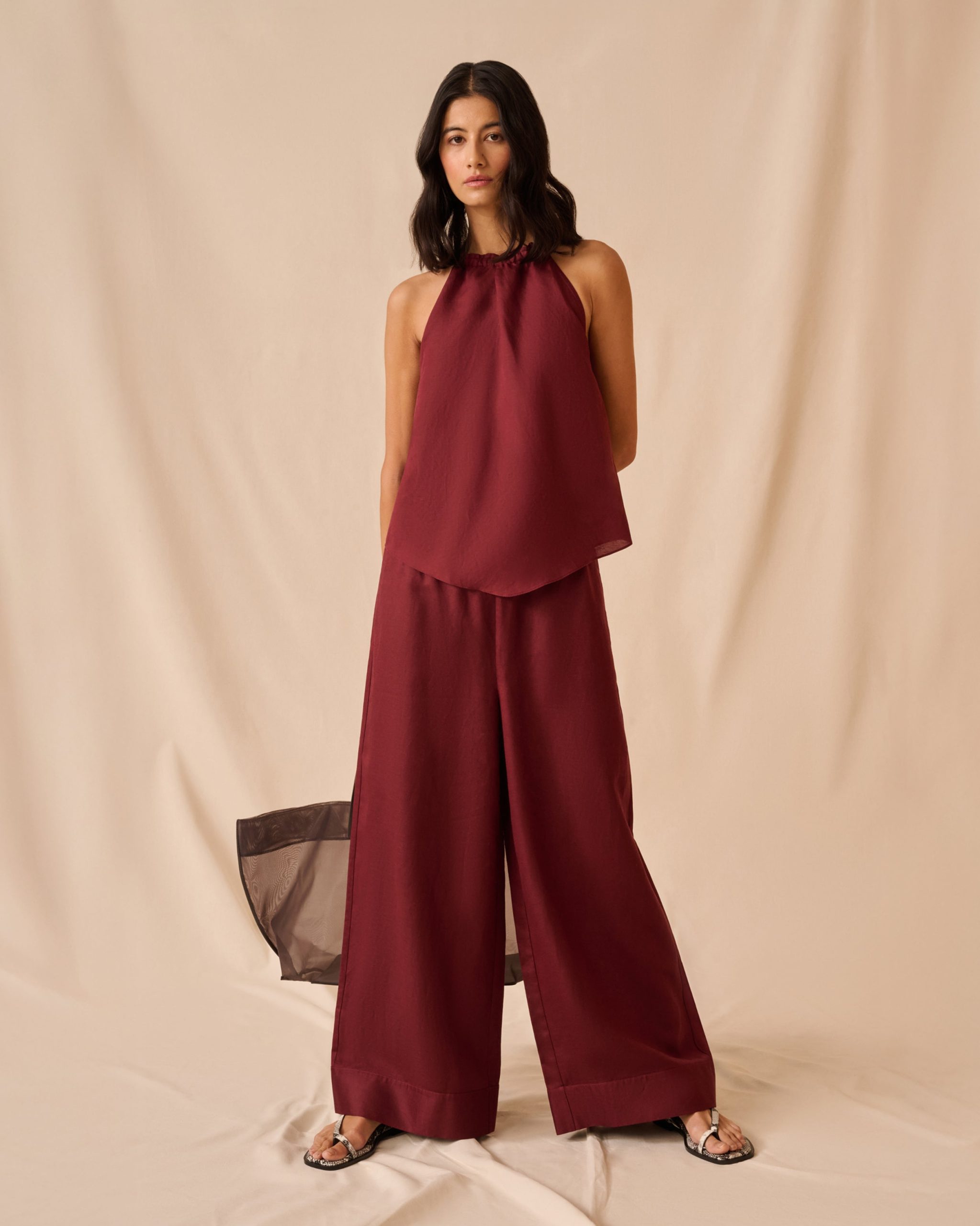 Air Linen Wide Leg Drawstring Pant - Image 2